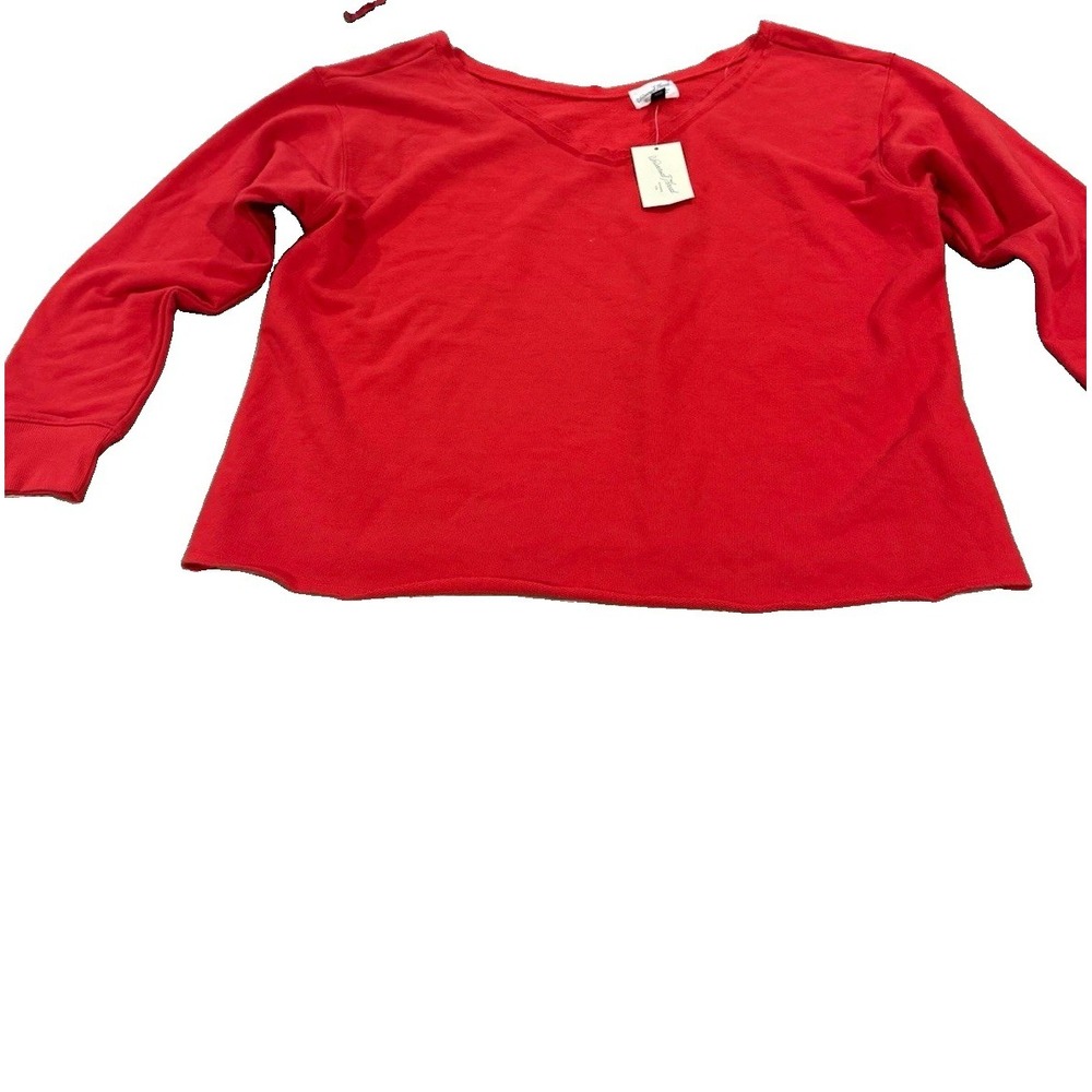 Universal Thread Goods Co. Women's 2XL Red Knit V-Neck Long Sleeve Cropped Top